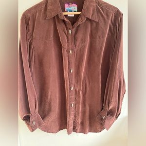 80s Red Soft Aurora Shirt w Metal Buttons Made USA (Vintage / 80s / Aurora)